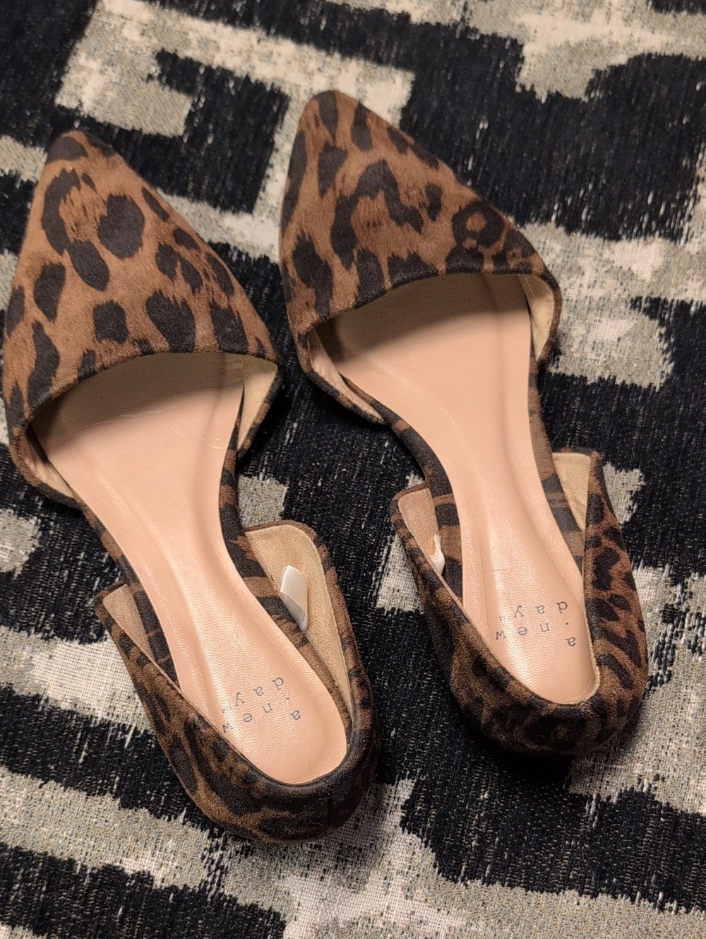 a new day Leopard Print Pointed Toe D'Orsay Flats - Brown